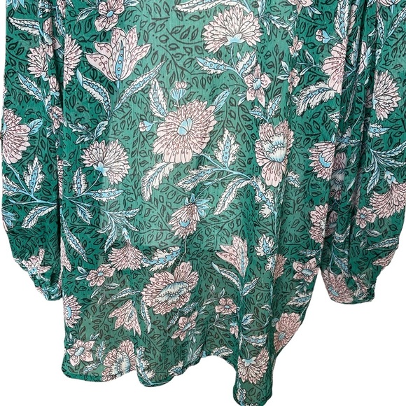 Torrid Women’s Chiffon Lurex Floral Print Plus Size 3X Button-Up Green - Picture 10 of 12